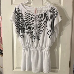 Scott Black and White Zebra Print Blouse